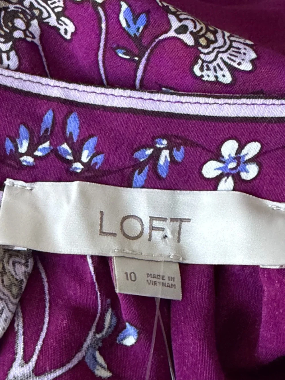 New! Loft Plum Caspia Floral Puff Sleeve Button Midi Dress Size 10 54513 - Picture 12 of 16